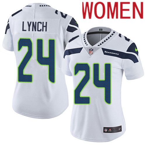 Women Seattle Seahawks 24 Marshawn Lynch Nike White Vapor Limited NFL Jersey